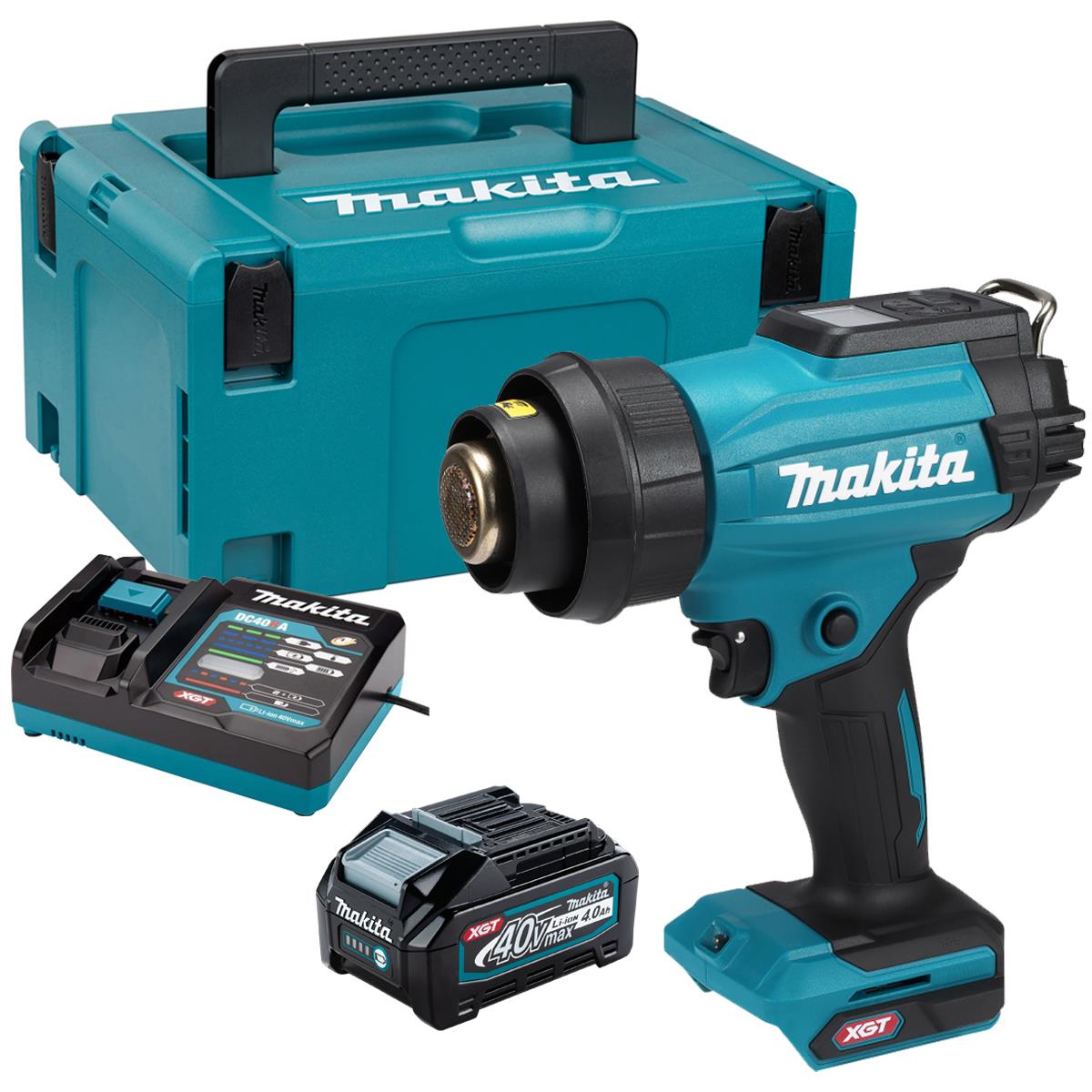 Makita HG001GZ02 40V Max XGT Heat Gun with 1 x 4.0Ah Battery Charger & Case