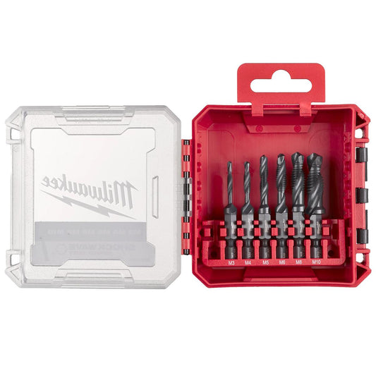 Milwaukee 6 Piece M3-M10 1/4" Hex HSS-G Combi Drill Tap Set 4932498267