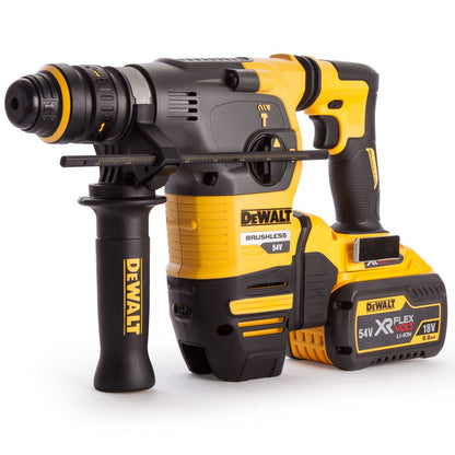 Dewalt DCH334X2 54V Brushless Q/C Chuck SDS Plus Hammer Drill with 2 x 9.0Ah Batteries Charger & Case