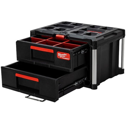 Milwaukee Packout 2 Wheeled Cart with Crate, Divider & 2 Drawer Tool Box