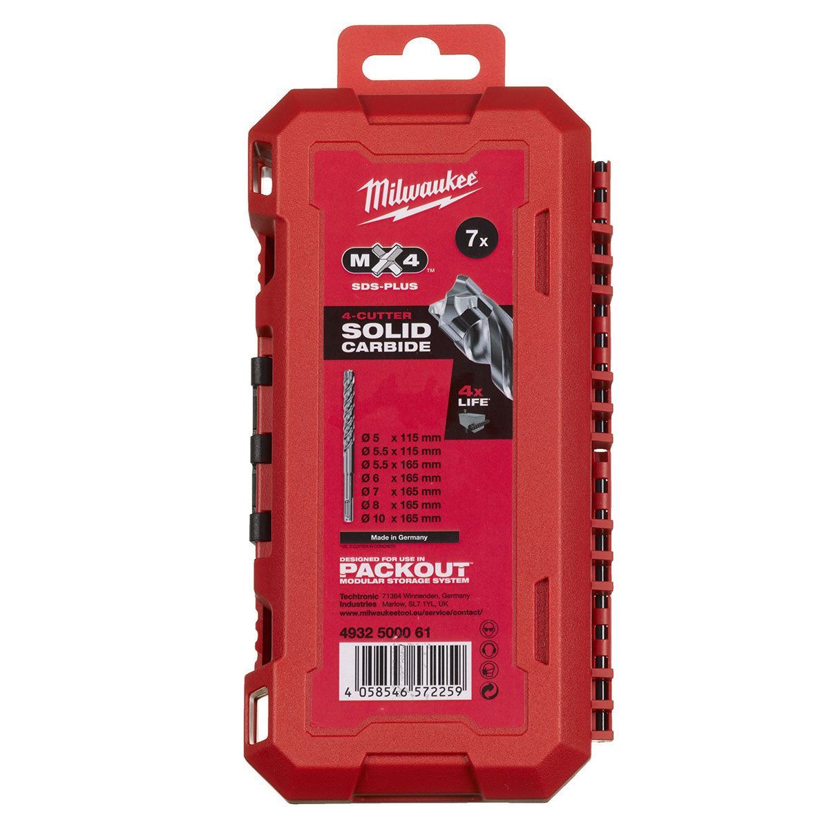 Milwaukee 7 Piece SDS+ MX4 Dril Bit Set 4932500061
