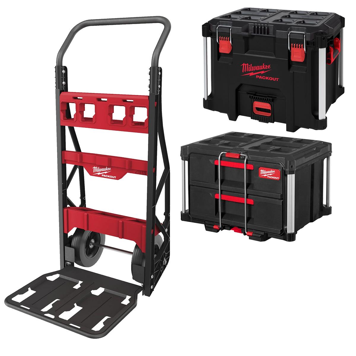Milwaukee Packout 2 Wheeled Cart with XL Tool Box & 2 Drawer Tool Box