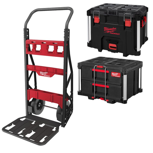 Milwaukee Packout 2 Wheeled Cart with XL Tool Box & 2 Drawer Tool Box