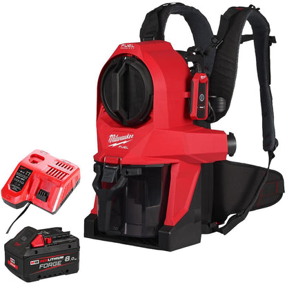 Milwaukee M18FBPV2-0 18V M18 Brushless Backpack Vacuum with 1 x 8.0Ah Battery & Charger