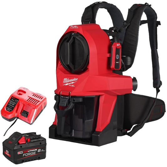Milwaukee M18FBPV2-0 18V M18 Brushless Backpack Vacuum with 1 x 8.0Ah Battery & Charger