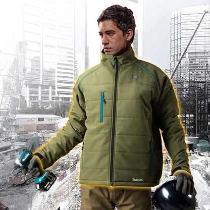 Makita DCJ205ZMO 14.4V-18V LXT Heated Jacket Olive Medium with 1 x 3.0Ah Battery & Charger