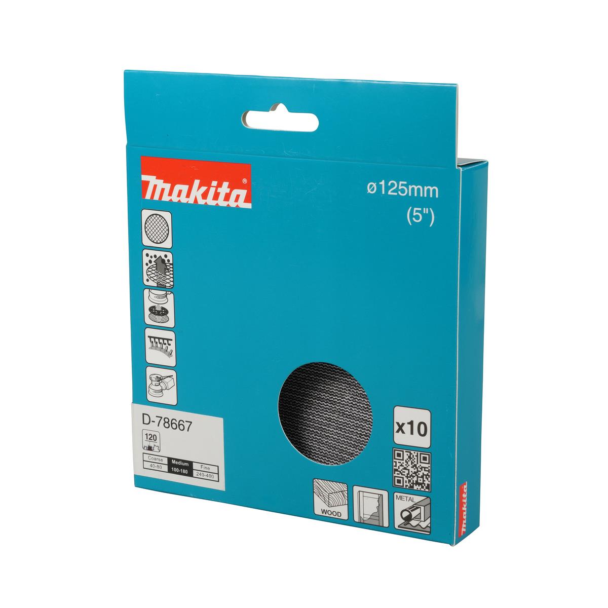 Makita D-78667 Net Sanding Disc 125mm A120 - Pack of 10