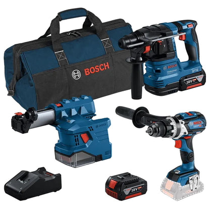 Bosch 0615A5008A 18V Brushless 3 Piece Tool Kit with 2 x 4.0Ah Battery, Charger & Tool Bag - Tool Supplier