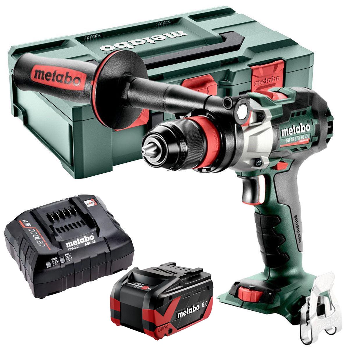 Metabo SB 18 LTX BL I 18V Brushless Combi Hammer Drill with 1 x 8.0Ah Battery Charger & Metabox