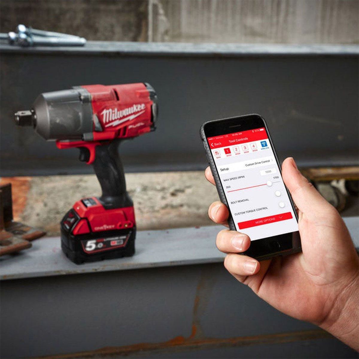Milwaukee M18ONEPP2Q-502B 18V Fuel ONE-KEY Brushless Impact Wrench & Grease Gun with 2 x 5.0Ah Batteries Charger & Bag 4933480467