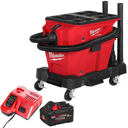 Milwaukee M18FVC23L-0 18V Brushless Wet & Dry Vacuum Cleaner with 1 x 8.0Ah Battery & Charger