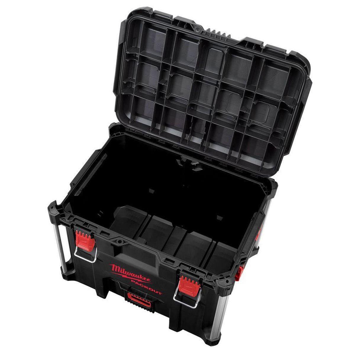 Milwaukee Packout 2 Wheeled Cart with Crate, Divider, XL Tool Box & Deep Organiser