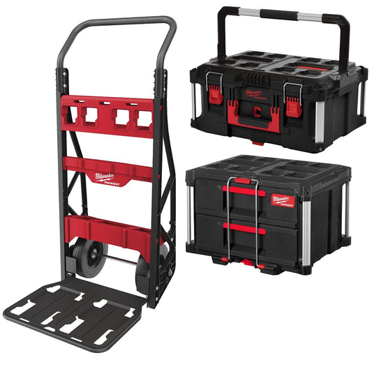 Milwaukee Packout 2 Wheeled Cart with 22" Large Toolbox & 2 Drawer Tool Box