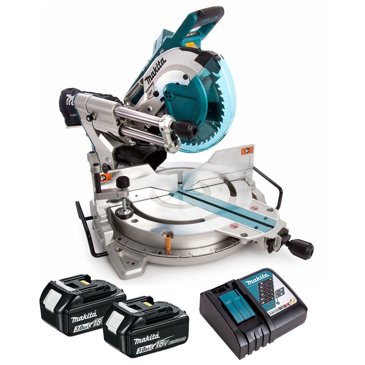 Makita DLS110Z 36V Brushless 260mm Slide Compound Mitre Saw with 2 x 3.0Ah Battery & Charger