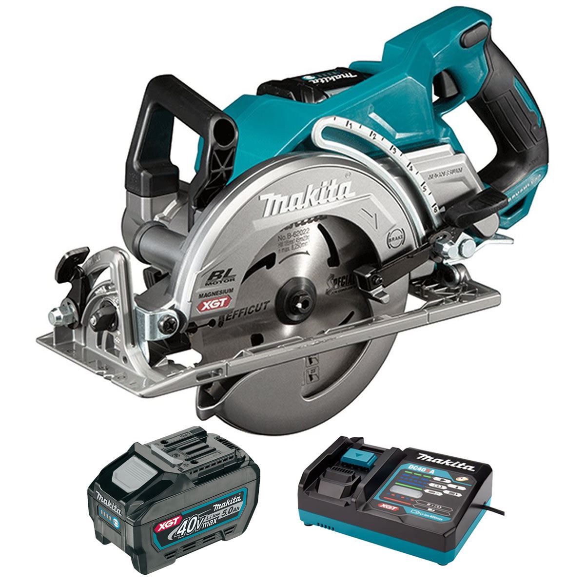 Makita RS001GZ 40V max XGT Brushless 185mm Circular Saw With 1 x 5.0Ah Battery & Charger
