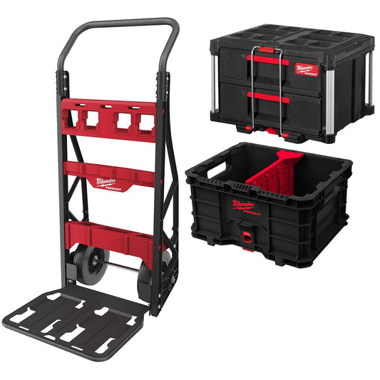 Milwaukee Packout 2 Wheeled Cart with Crate, Divider & 2 Drawer Tool Box