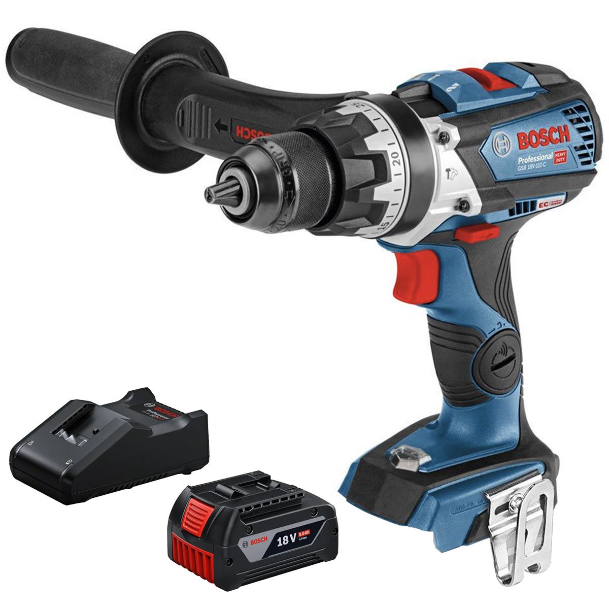 Bosch GSB 18V-110 C 18V Brushless Combi Drill with 1 x 5.0Ah Battery & Charger