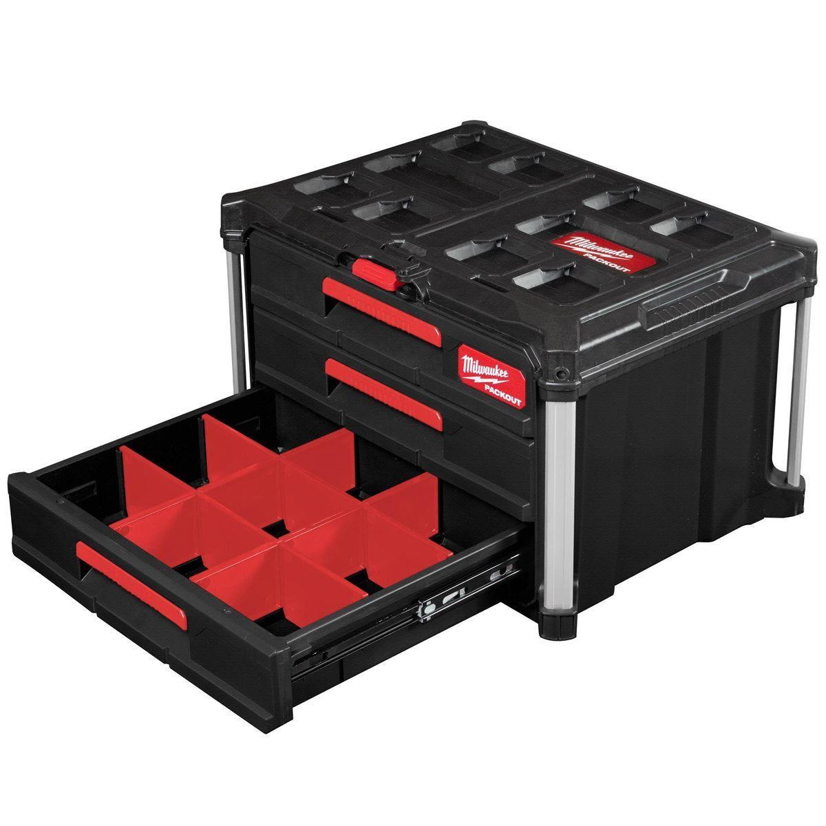 Milwaukee Packout Rolling Drawer Tool Box Trolley With 3 Drawer Tool Box & 2 Drawer Tool Box