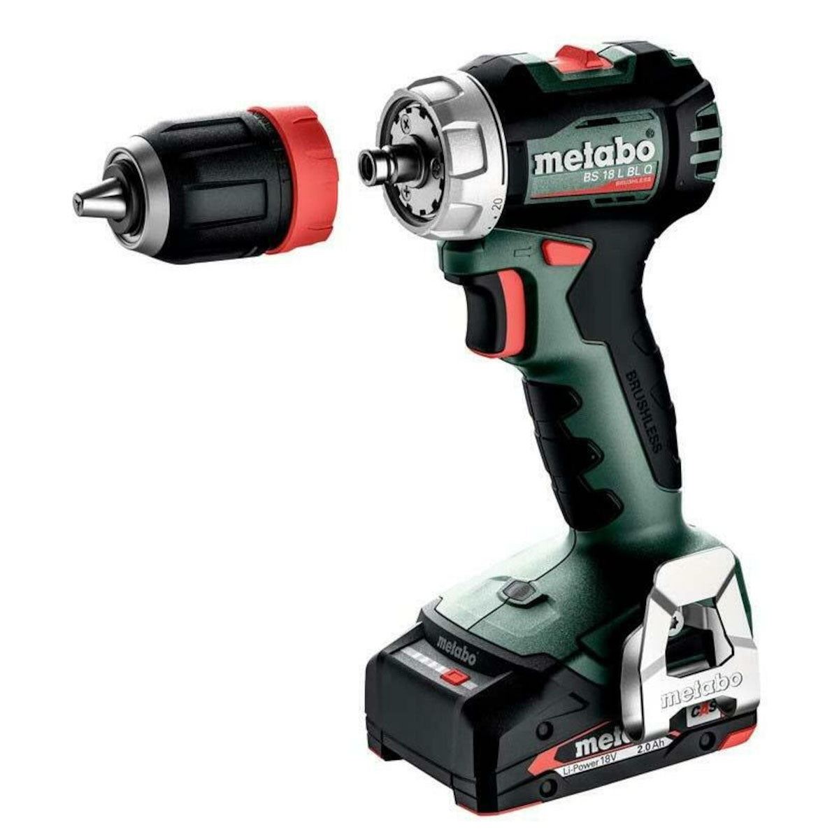 Metabo BS 18 L BL Q 18V Brushless Drill Driver with 2 x 2.0Ah Battery Charger & Case