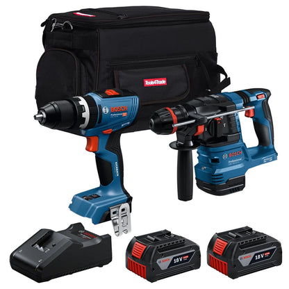 Bosch 18V Brushless Hammer Drill & Combi Drill with 2 x 4.0Ah Battery Charger & Bag T4TKIT-28118 - Tool Supplier